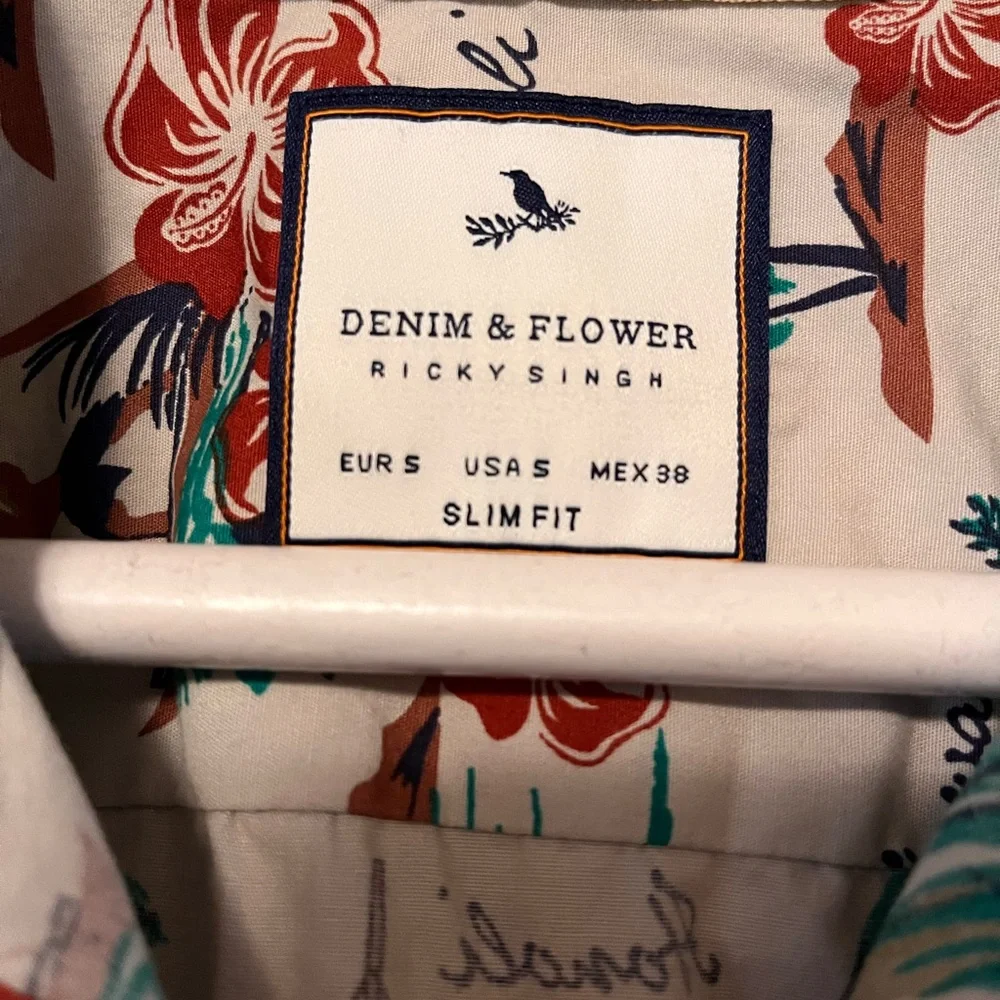 Denim & Flower Multicolor Tropical Print Shirt - Picture 2 of 2